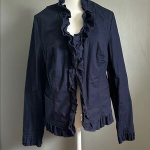 INC International Concepts Navy Ruffled Blazer